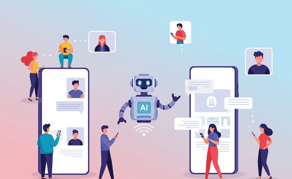 People with various screens using AI 
