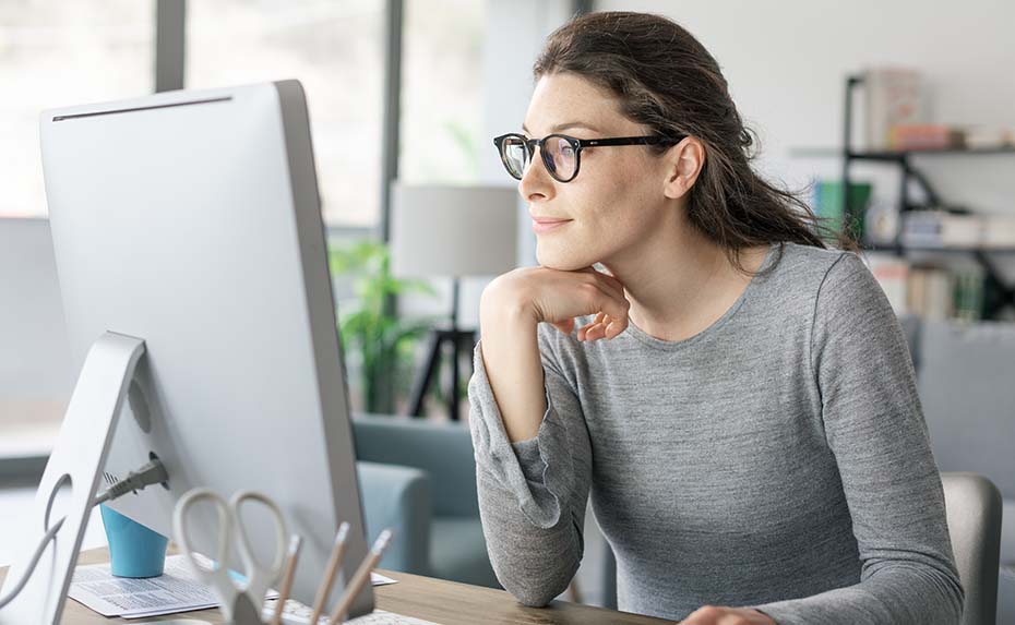 woman on computer