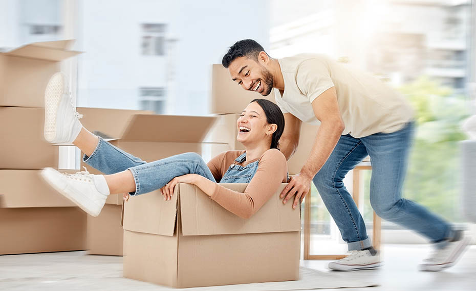 young people with moving boxes