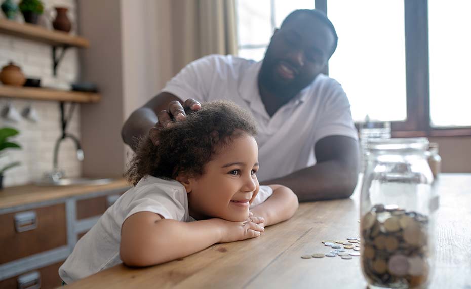 father and child sitting together